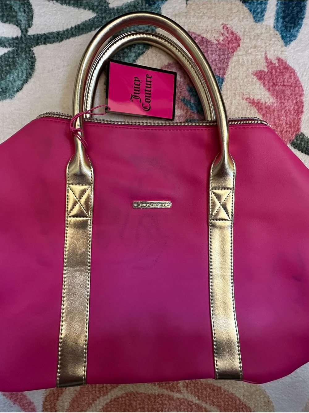 Juicy Couture Pink Duffle Bag with Gold Trim - Picture 8 of 10